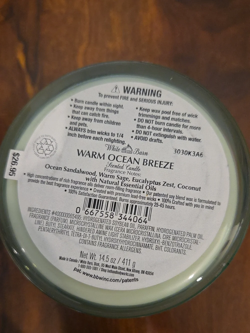 White Barn fragrance notes